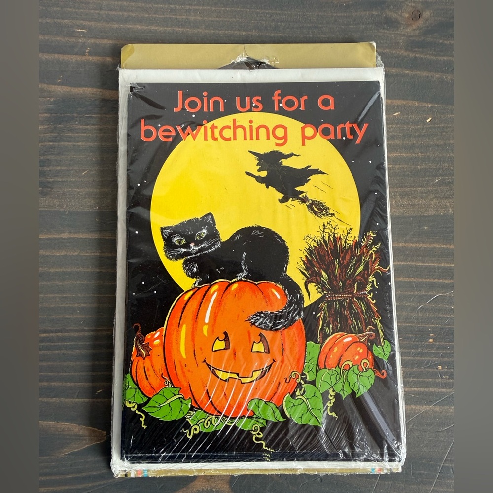 Vintage paper Halloween party invitations